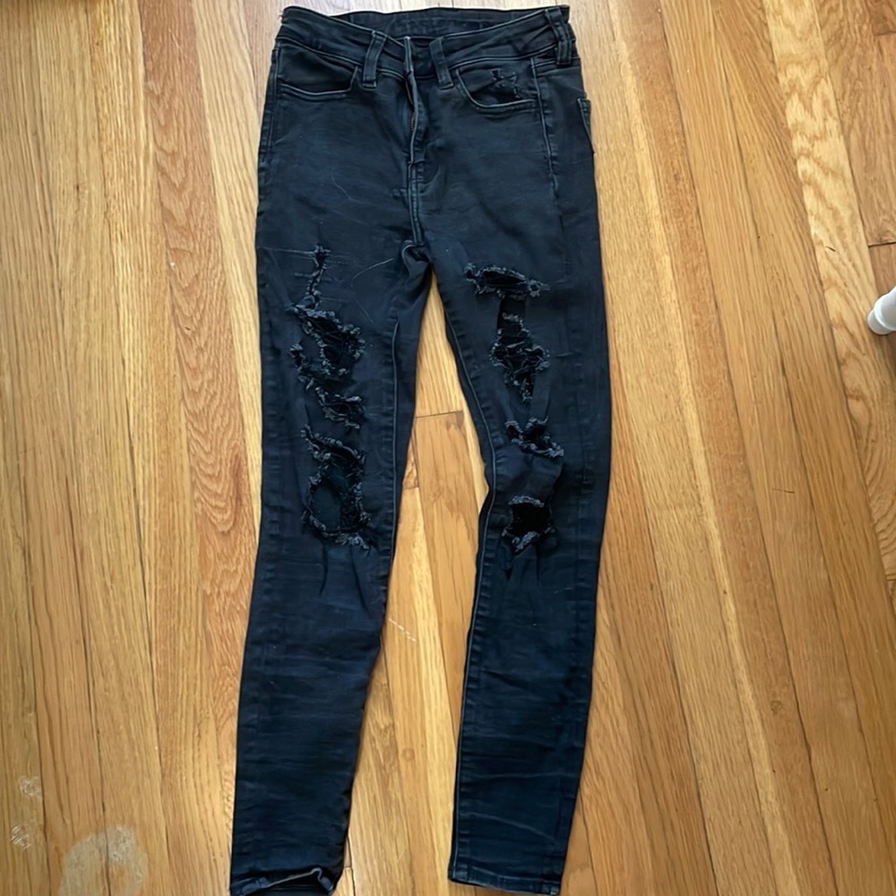 American Eagle ripped black jeans.